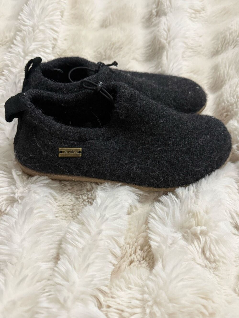 Haflinger Womens 8.5 39 Charcoal Wool Felt House Slippers Closed Back Germany